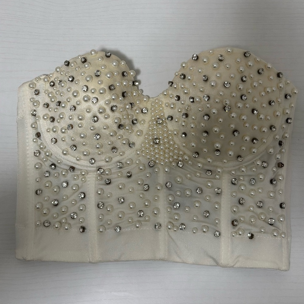 Crystal & Pearl studded bustier